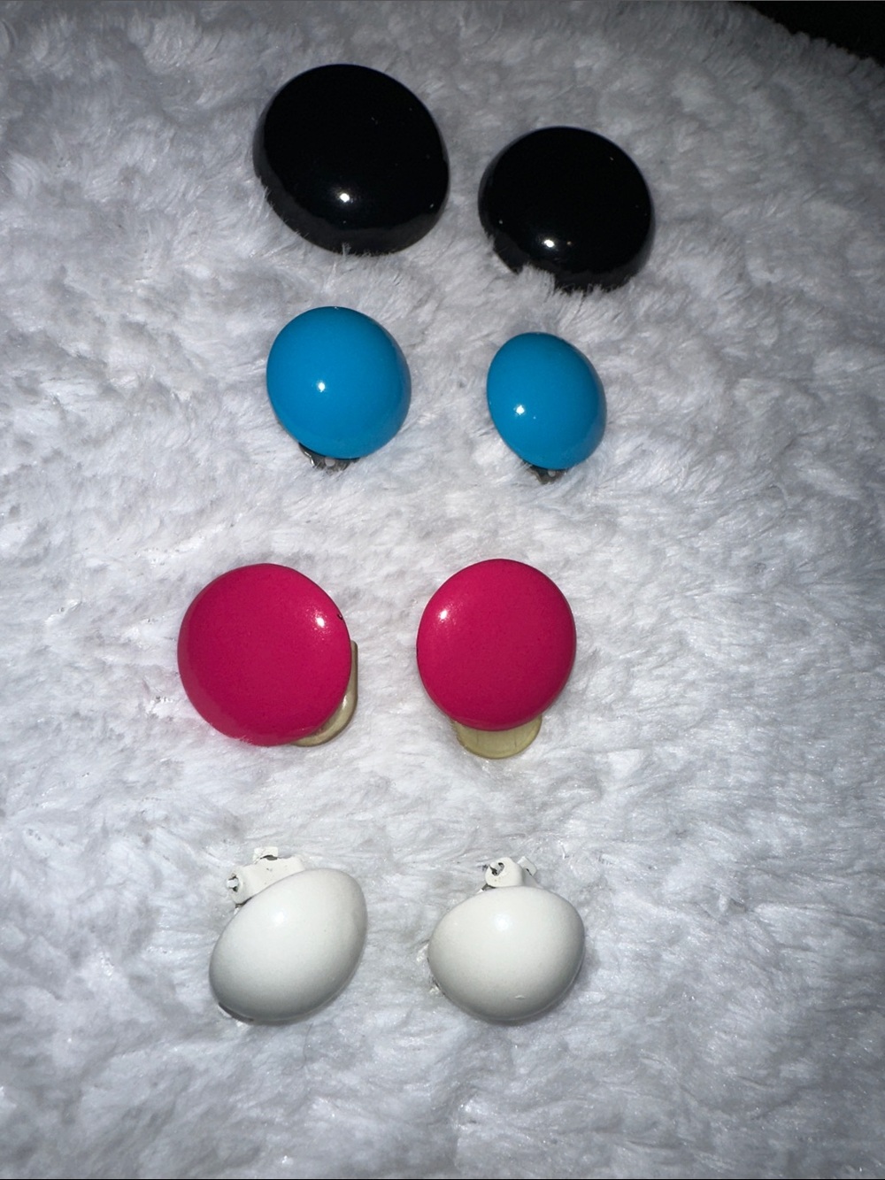 Vintage Clip-On Earring Set - Black, Turquoise, Pink, White
